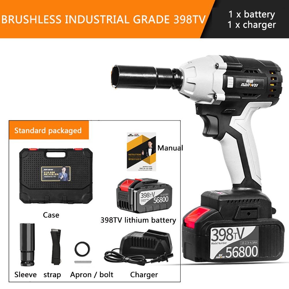NANWEI 380N.M Brushless Electric Impact Wrench Adjustable Speed Regulation with 4.0/6.0Ah Lithium Battery and Charger - MRSLM