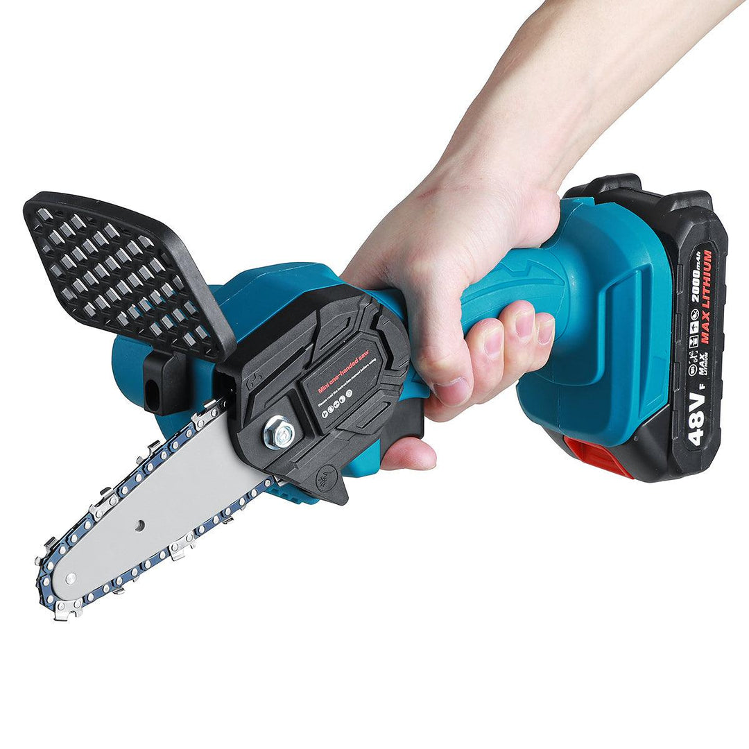 21V 4" Cordless Electric Chain Saw Rechargeable Woodworking Cutting Saw W/ 2pcs Battery - MRSLM