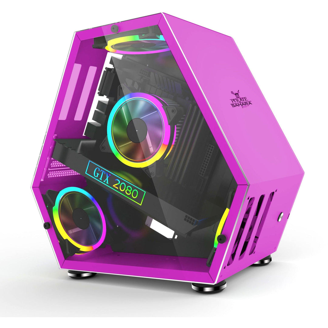Sahara Monster Computer Gaming Case M-ATX Desktop Mini Special-Shaped Chassis Game Competitive Glass Side Through Support M-ATX/ ITX Motherboard - MRSLM
