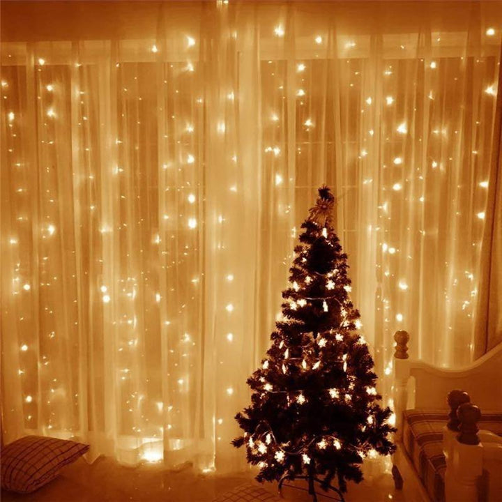 3Mx3M Outdoor USB 8 Modes 300LED Curtain String Light Fairy Christmas Wedding Lamp Festival Holiday Decor - MRSLM