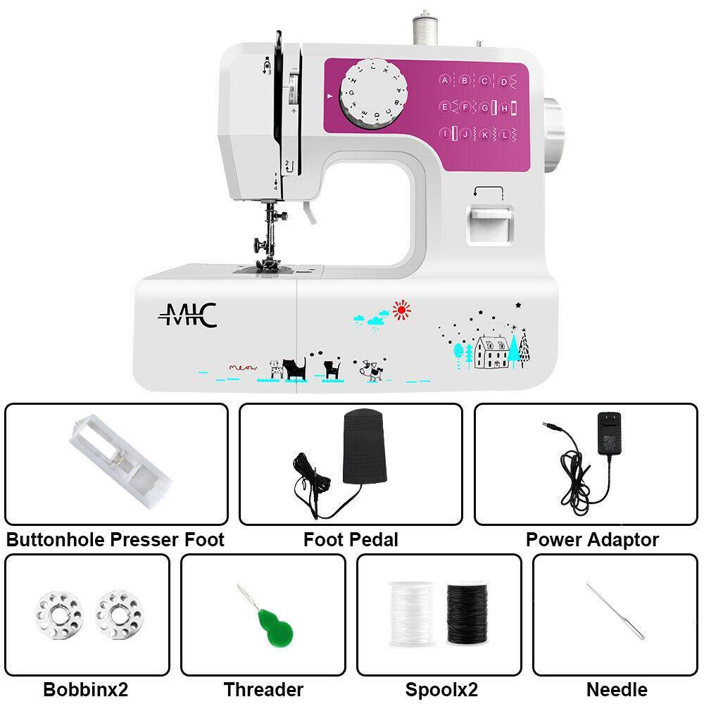12 Stitches Electric Multi-function Portable Home Desktop Sewing Machine with LED Light - MRSLM