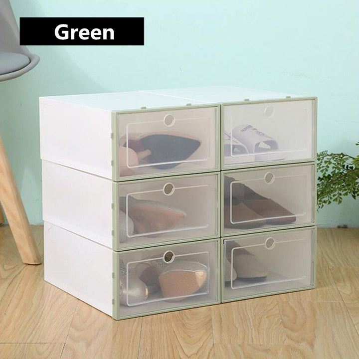 Foldable Clear Plastic Shoe Boxes Case Stackable Tidy Display Storage Organizer Single Box - MRSLM