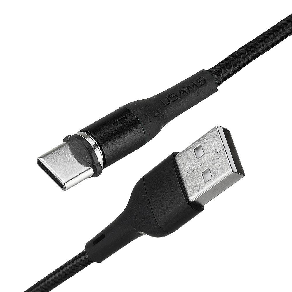USAMS US-SJ334 U29 Type C LED Magnetic Braided Fast Charging Cable 1M For Tablet Smartphone - MRSLM