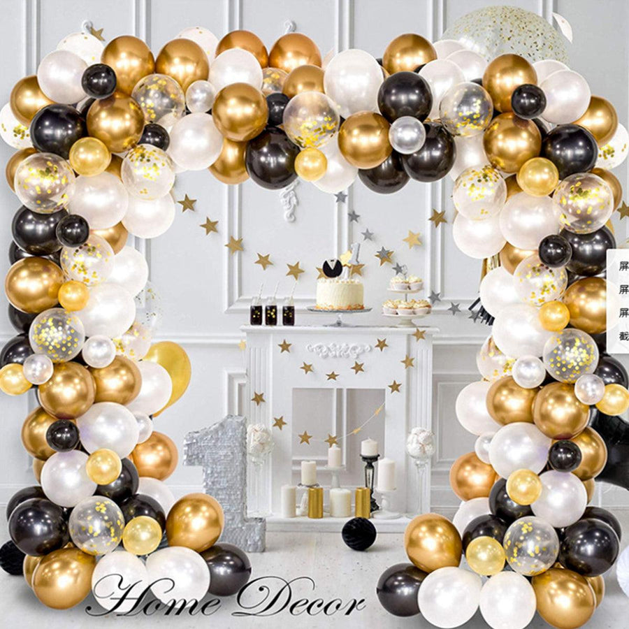120PCS DIY Balloons Set Black White Golden Balloons With Glitter For Birthday Party Wedding Garland Decoration - MRSLM