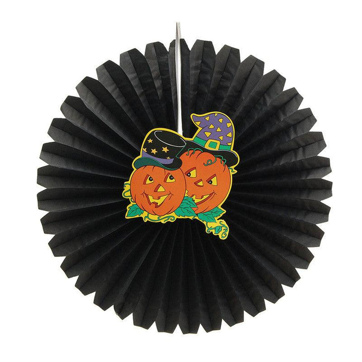 Halloween Paper Fan Wall Hanging Decoration Party Home Decor Gifts Ghost Pumpkin - MRSLM
