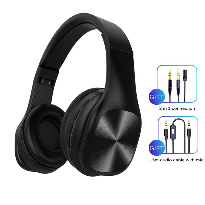 Two Modes Foldable bluetooth 5.0 Headphone Seven Sound Effects Wireless Gaming Headset with Mic (Black) - MRSLM