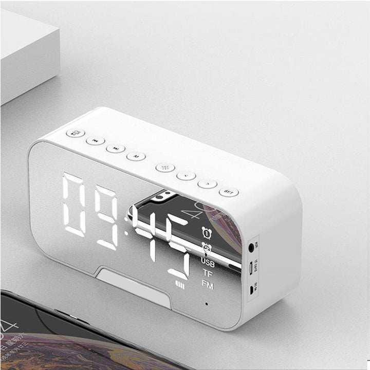 Wireless Bluetooth Speaker Electric Power Display Double Alarm Clock FM Radio Phone Holder - MRSLM