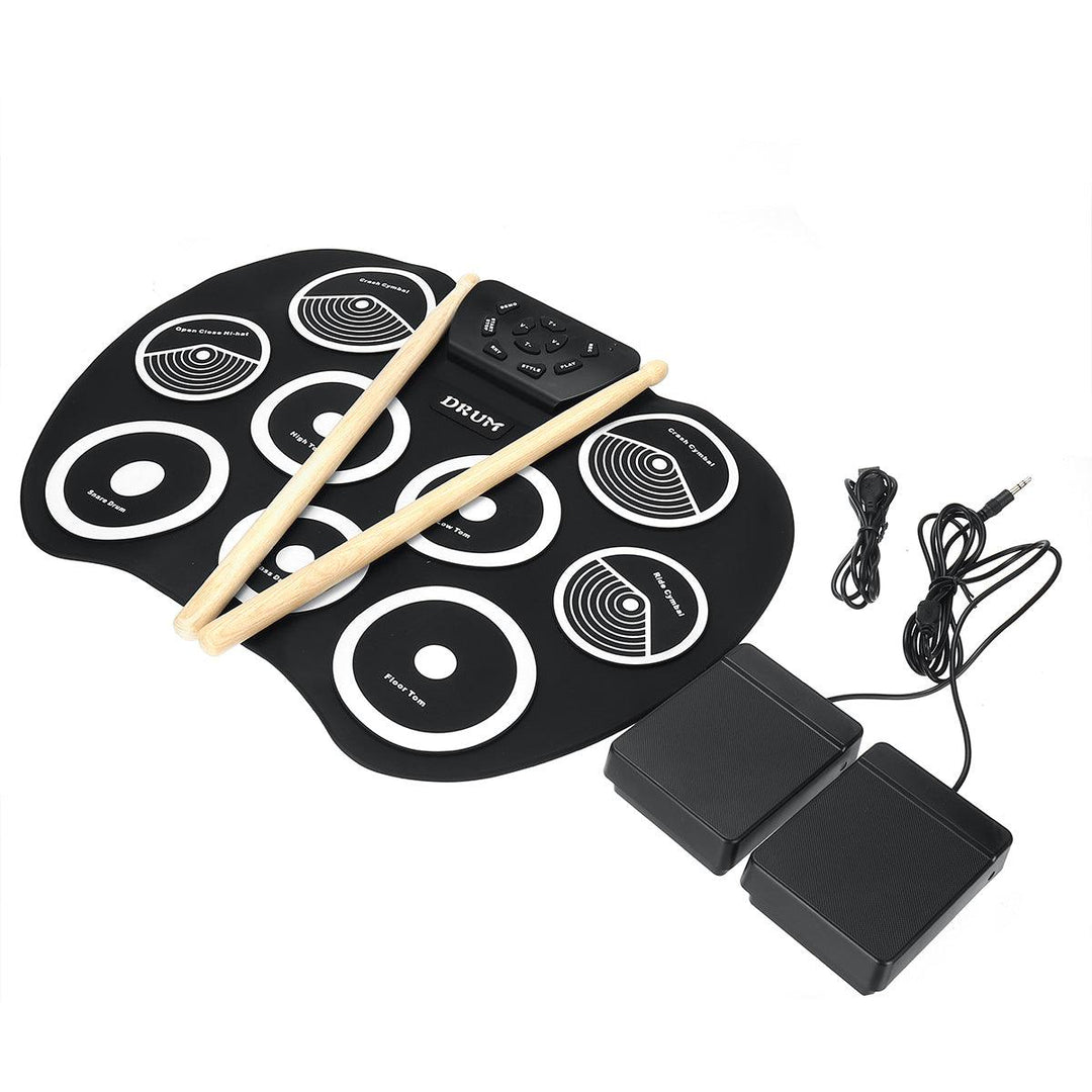 Portable Electronic Roll Up Drum Set Kit 9 Silicon Pad for Beginner - MRSLM