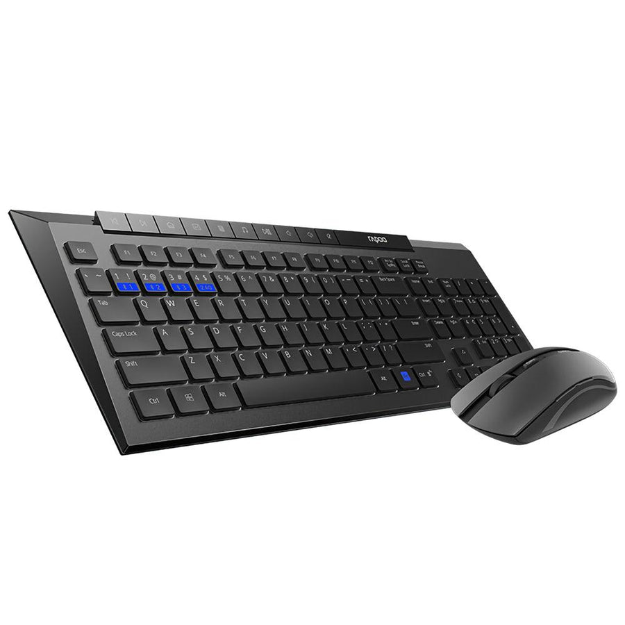 Rapoo 8200M Multi-Mode Wireless Keyboard & Mouse Set bluetooth 3.0/4.0/2.4GHz 113 Keys Keyboard 1600DPI Mouse Office Business Keyboard & Mouse Combo - MRSLM