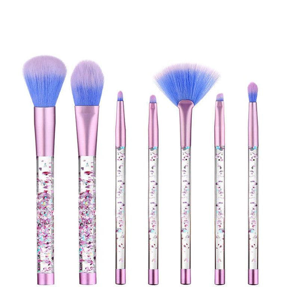 LuckyFine 7pcs Glitter Liquid Handle Makeup Brushes Mermaid Blending Foundation Eye Shadow Lips (01) - MRSLM