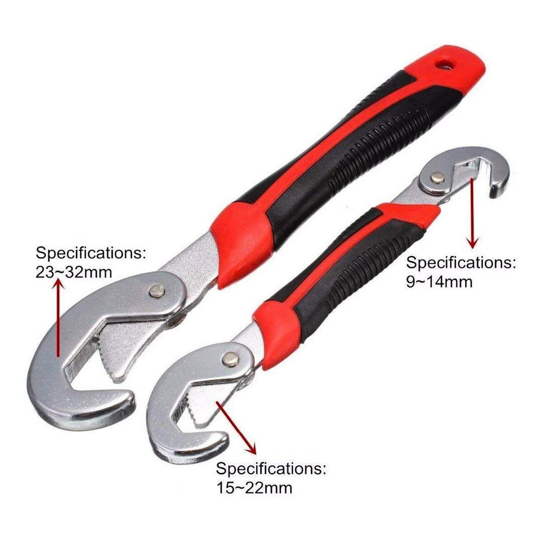 2Pcs 9-32mm Universal Hand Adjustable Wrench Set Spanner Pipe Bolt Nut Snap Multifunction - MRSLM