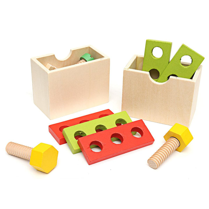 Children's Simulate Repair Toolbox Wooden Disassembly Nut Toy Simulation Tool Kit Logical Thinking Brain Training Toys For Kids - MRSLM