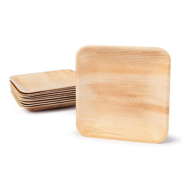 6" Palm Leaf Square Plates (25 pcs) - MRSLM