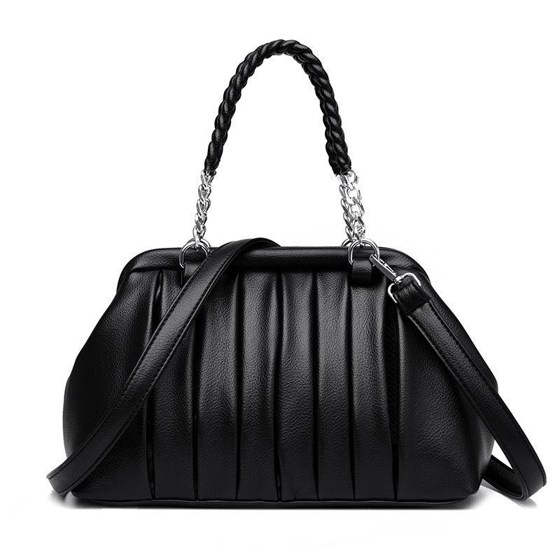 New Fashion All-match Pleated Woven Portable Large Capacity Leather Women's Bag - MRSLM