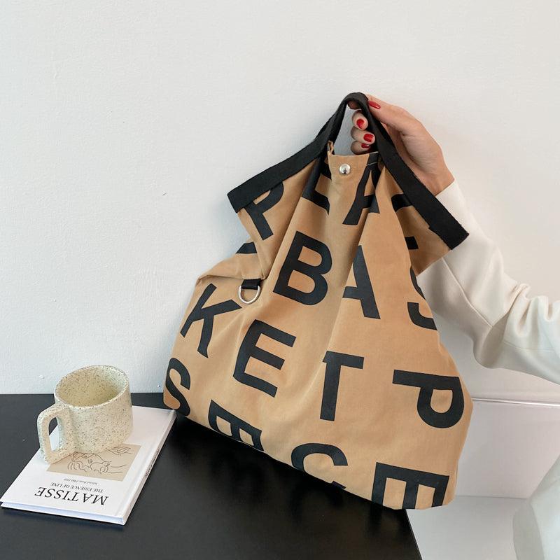 Large-capacity Letter Handbag Canvas Bag Single Shoulder Women - MRSLM