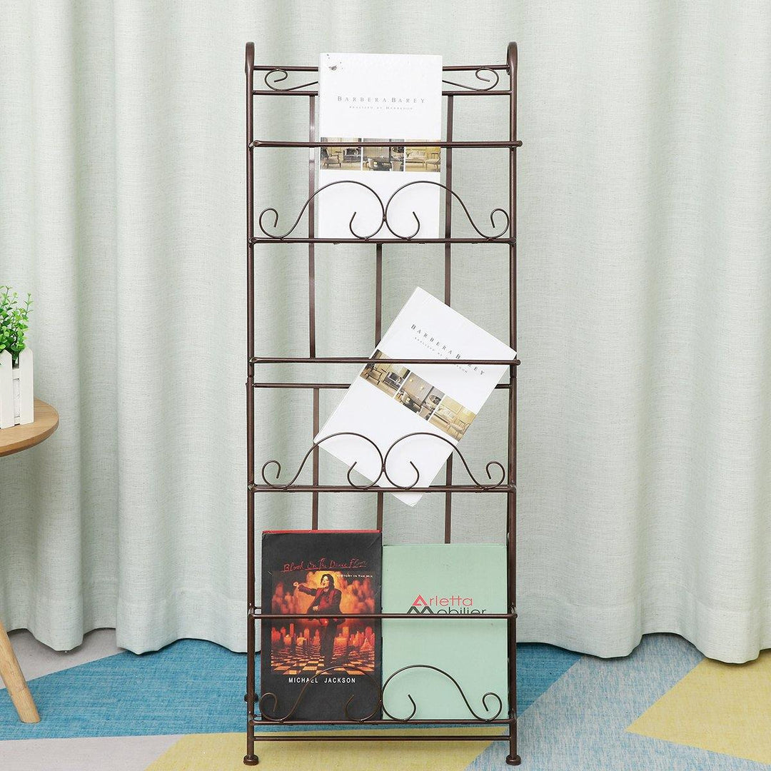3 Layers Dimensional Bookshelf Magazine Newspaper Rack Landing Iron Art Creative Publicity Display Shelf for Home Art Decoration - MRSLM