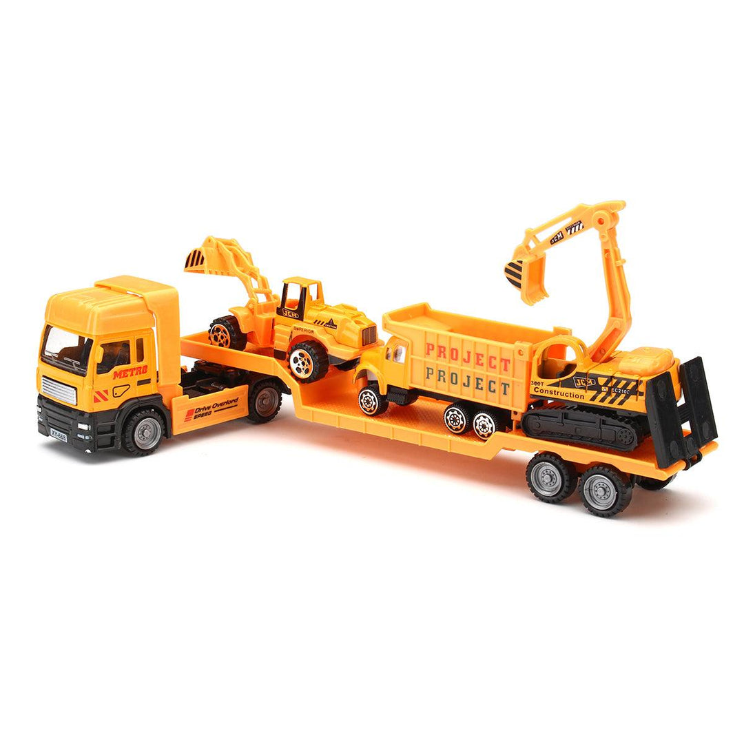 4in1 Kids Toy Recovery Vehicle Tow Truck Lorry Low Loader Diecast Model Toys Construction Xmas - MRSLM