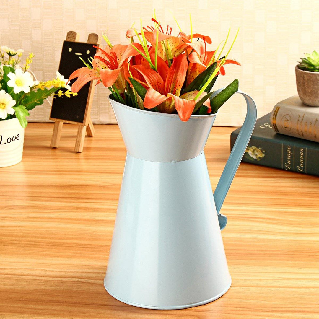 8 Inch Vintage Shabby Colorful Flower Vase Pitcher Jug Holder Wedding Home Decor - MRSLM