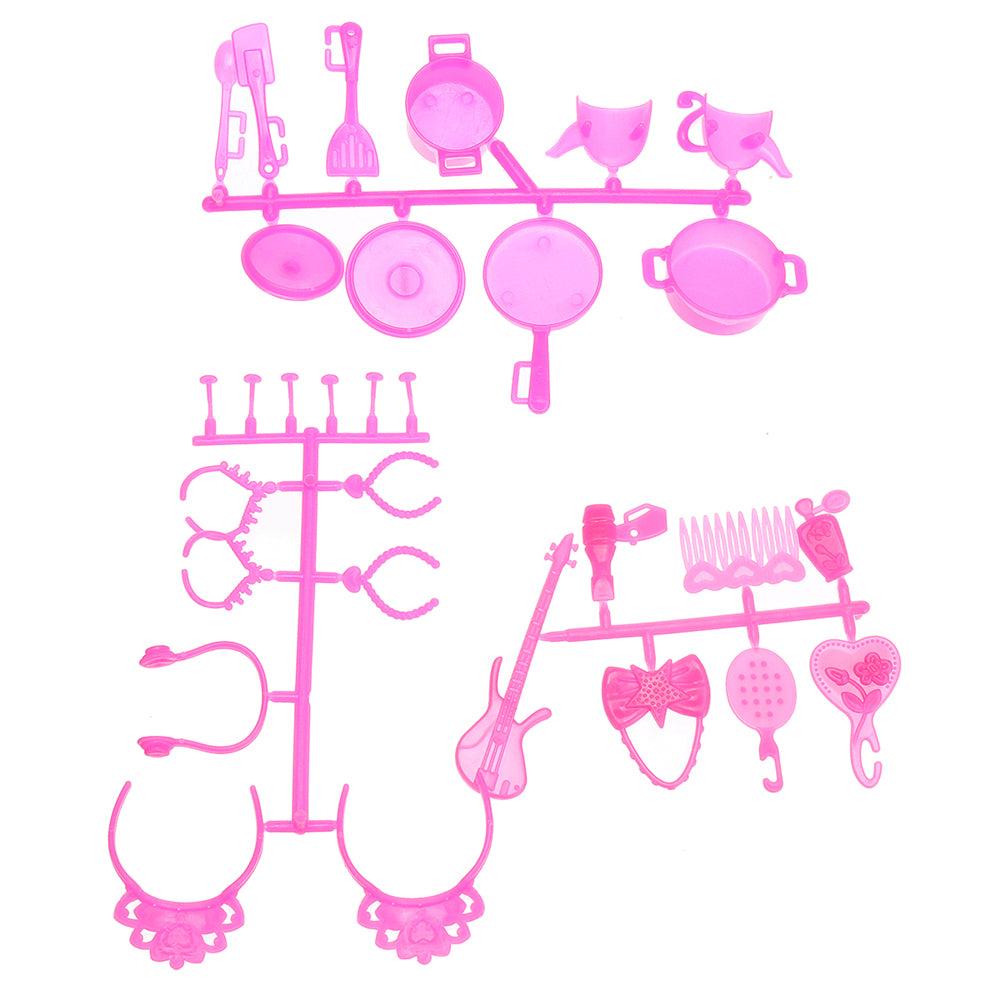 118 Pcs Plastic Radom Doll Clothes Hanging Skirt and Other Accessories Toy Set for Doll Gift - MRSLM