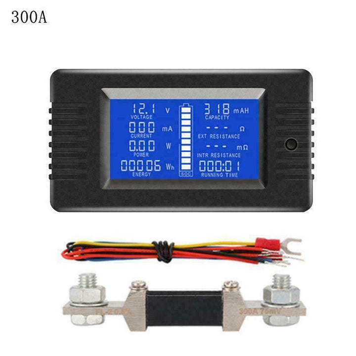 DC Multifunction Battery Monitor Meter 50A/200A/300A LCD Display Digital Current Multimeter Voltmeter Ammeter for Cars RV Solar System - MRSLM