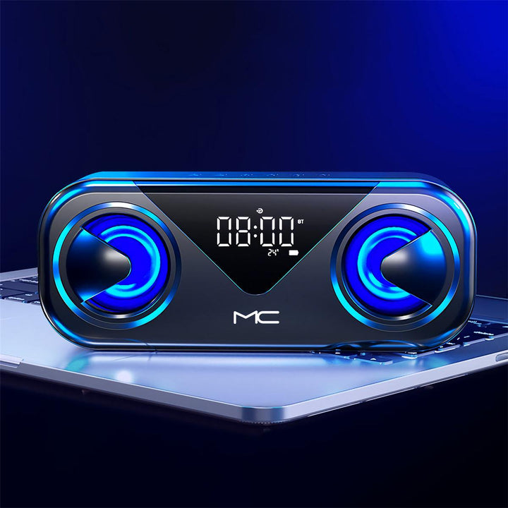 MC H8 Dual Mode Computer Speaker Wireless bluetooth + Wired Subwoofer Speaker LCD Alarm Clock Temperature Display FM Radio - MRSLM