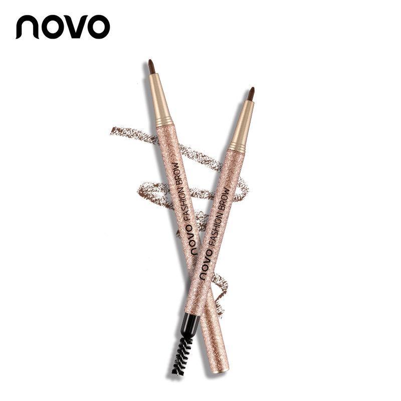 NOVO 4 Colors New Eyebrow Pencil Makeup Set With 3pcs Pencil+3pcs Eye Brows Template Waterproof Long Lasting Make Up - MRSLM
