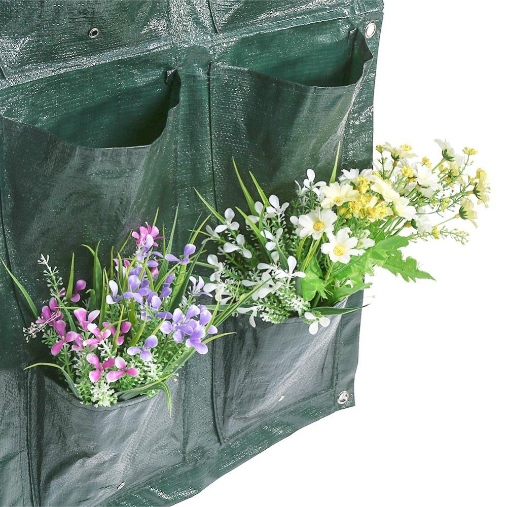 4/8/16 Pockets Vertical Garden Plant Growing Container Bag Greening Flower Wall Hanging Planter - MRSLM