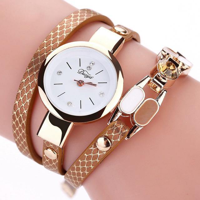 DUOYA DY106 Fashionable Women Bracelet Watch Vintage Leather Strap Quartz Watch - MRSLM