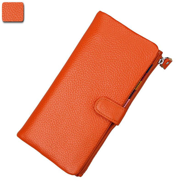Ladies Long RFID Anti-Scan Wallet Top Layer Leather - MRSLM