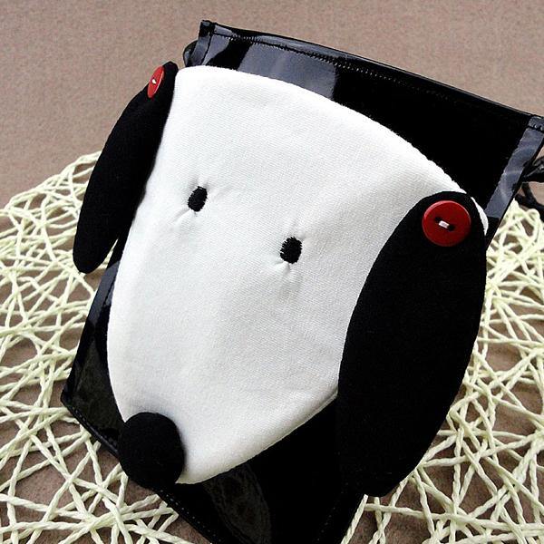 Cartoon Cute White and Black Dog Shoulder Bags Crossbody Bags (Black) - MRSLM
