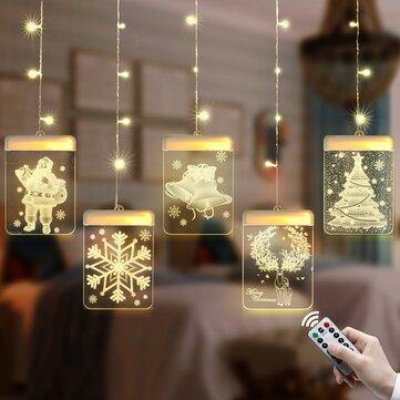 USB Romantic 3D Hanging Christmas LED Curtain String Light DC5V 8 Modes Remote Control for Home Decoration - MRSLM