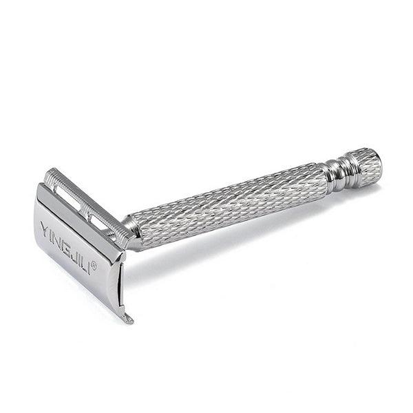 Traditional Handle Double Edges Stainless Steel Safety Razor (Silver) - MRSLM