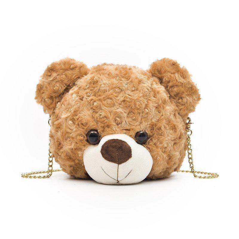 Teddy Bear Head Plush Shoulder Diagonal Bag - MRSLM
