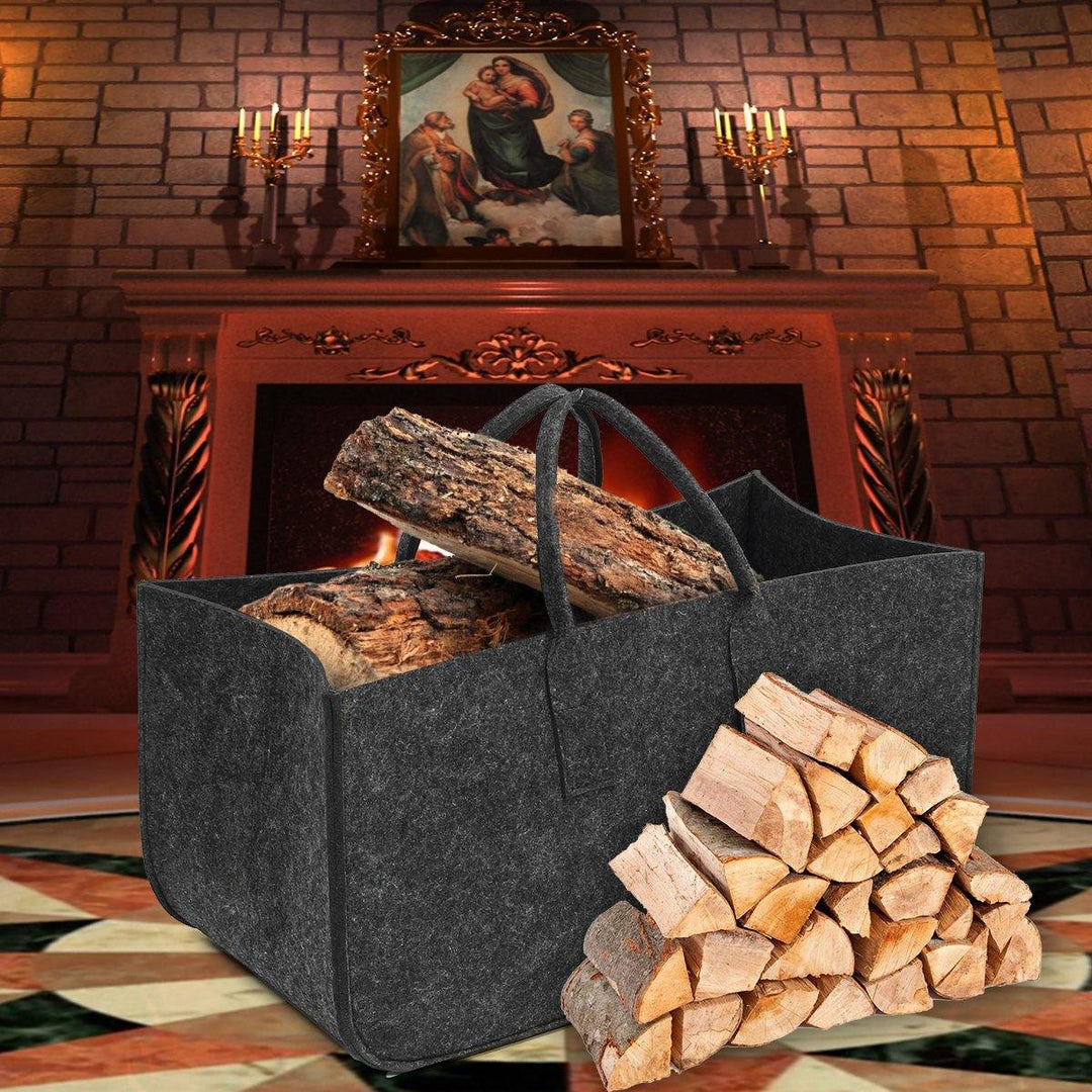Felt Firewood Bag For Wood With Handles Grey Handy Storage Basket Rack - MRSLM