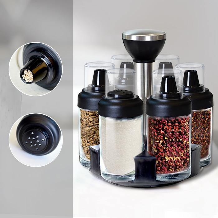 Anti-leakage Oil Bottle Pot Glass Vinegar Seasoning Salt Shaker Seasoning Bottle Pot Rotating Seasoning Box Set Kitchen Supplies - MRSLM