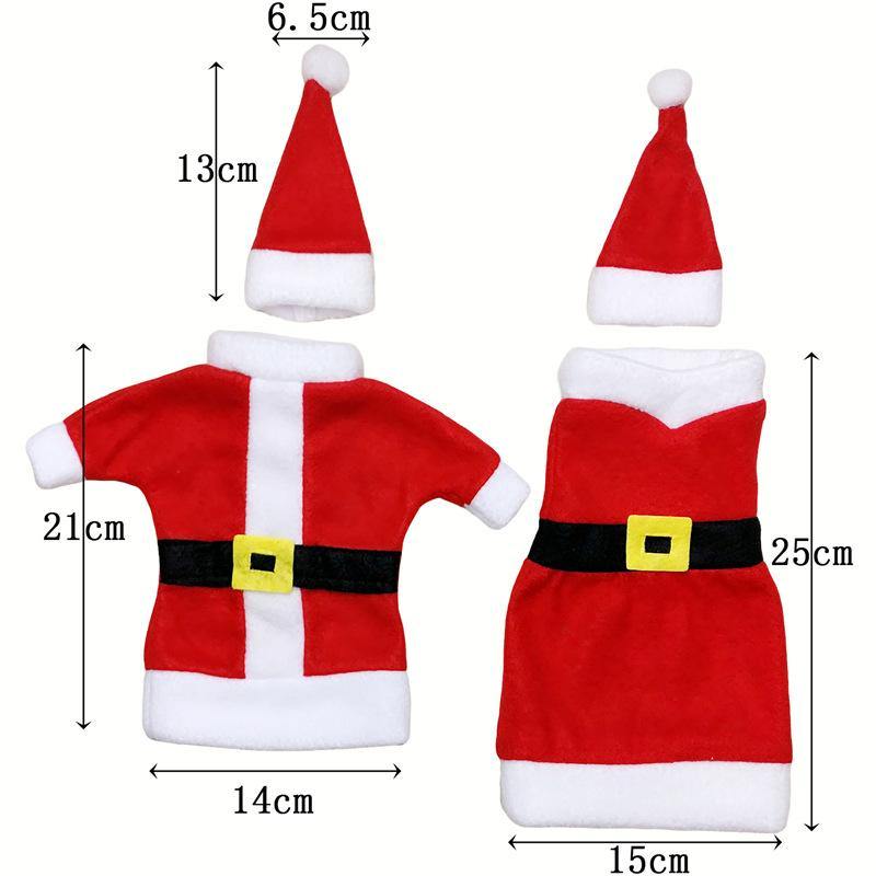 New Christmas Decoration Red Wine Bottle Covers Holder Clothes With Santa Claus Hats Home Party New Year Gift Decoration - MRSLM
