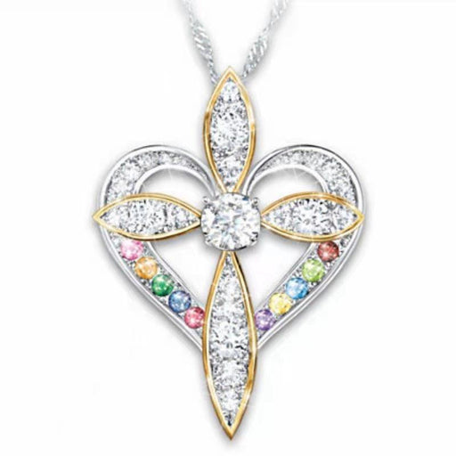 heart shaped cross pendant necklace - MRSLM
