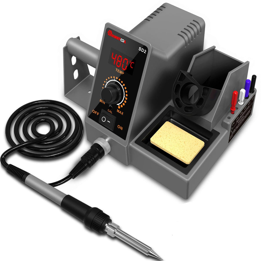 MUSTOOL SD1 SD2 LCD 60W Soldering Station Professional PID Soldering Iron Station Tool Kit Adjustable Temperature 200-480°C with Solder Wire Holder Soldering Iron Holder & Screwdriver Slot - MRSLM