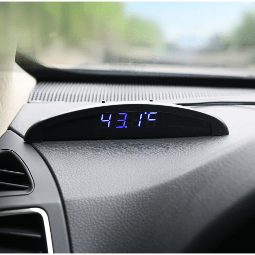 Car electronic clock, car electronic clock, luminous car, thermometer, car, voltmeter (Blue font) - MRSLM