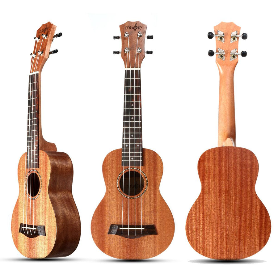 21 Inch 4 Strings 15 Frets Wood Color Mahogany Ukulele Musical Instrument With Guitar picks/Rope - MRSLM