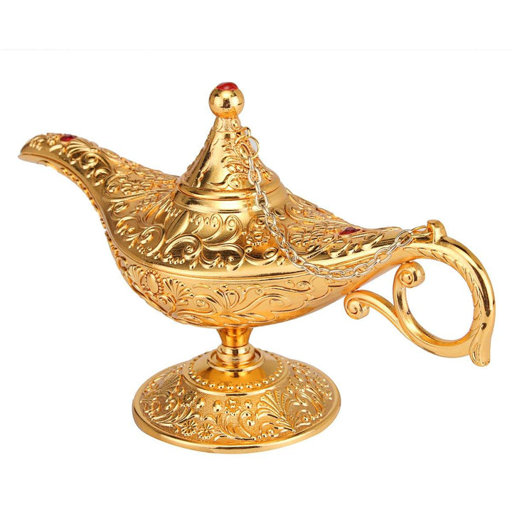 Large Metal Carved Wishing Desk Lamp Aladdin Light Wish Pot Collectable Saving - MRSLM