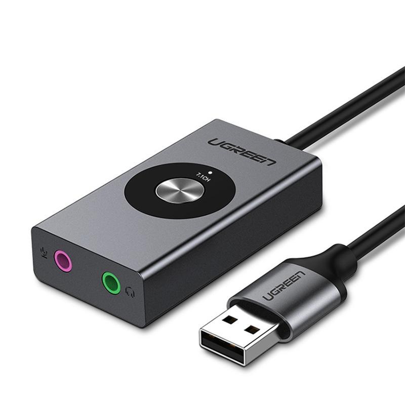 UGREEN CM190 USB7.1 Channel External Sound Card Stereo Micphone Earphone Headset Adapter - MRSLM