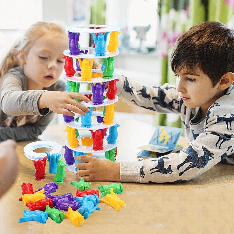 Penguin Tower Collapse Desktop Game Balance Toy Challenge Tower (As picture) - MRSLM