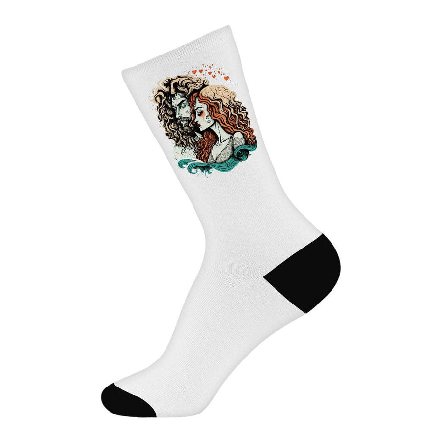 Romantic Socks - Love Couple Novelty Socks - Printed Crew Socks - MRSLM