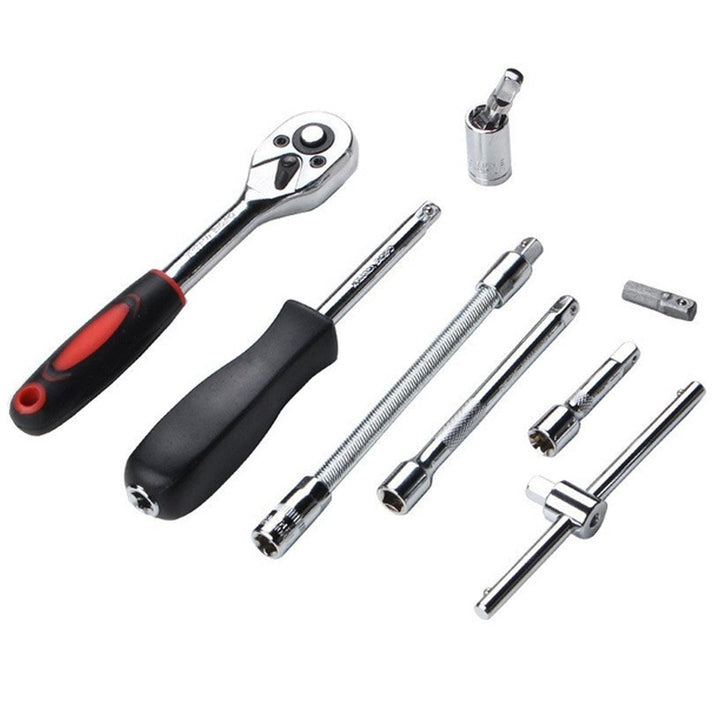 46Pcs 1/4 Inch Car Repair Tool Set Ratchet Torque Wrench Combo Hand Tools Mixed Kit - MRSLM