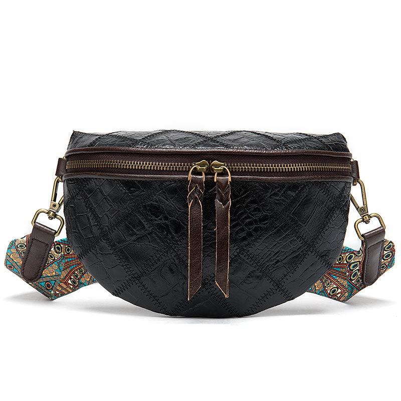 leather ethnic stitching crossbody bag, view 10 - MRSLM