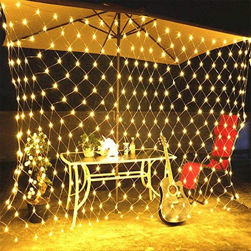 Solar Powered LED Mesh Curtain Fairy String Light Wedding Indoor Outdoor Christmas Garden Party Lamp - MRSLM