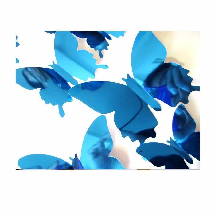 12PCS 5 Colors 3D Mirror Surface Butterfly Wall Sticker Fridge Magnet Home Decor Art Applique - MRSLM