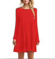 Solid color long-sleeved loose slim dress - MRSLM