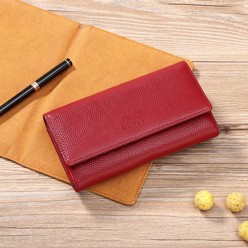 Ladies New European And American First Layer Leather Long Wallet - MRSLM